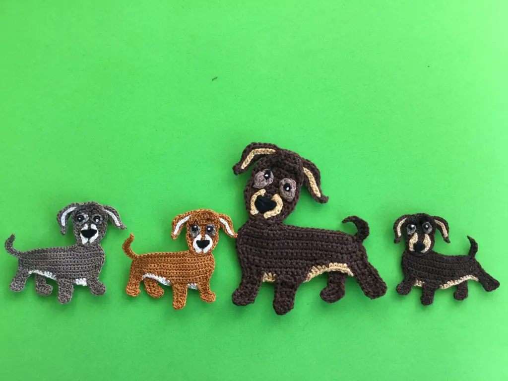 Finished crochet dachshund 2 ply group landscape 1