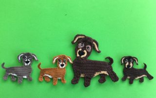 Finished crochet dachshund 2 ply group landscape 1