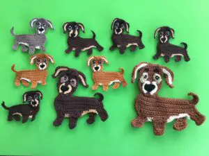 Finished crochet dachshund 2 ply group landscape