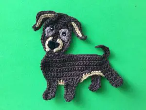 Finished crochet dachshund tutorial 4 ply landscape