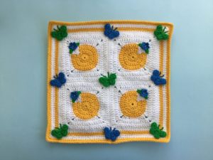 Finished Crochet spring blanket cushion landscape 2