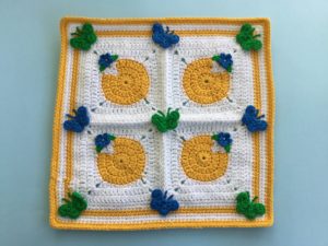 Finished Crochet spring blanket cushion landscape