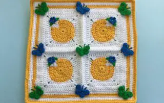 Finished Crochet spring blanket cushion landscape