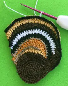 Crochet chipmunk 2 ply joining for body row 22