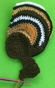 Crochet chipmunk 2 ply joining for tail row 3