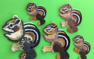 Finished crochet chipmunk 2 ply group landscape