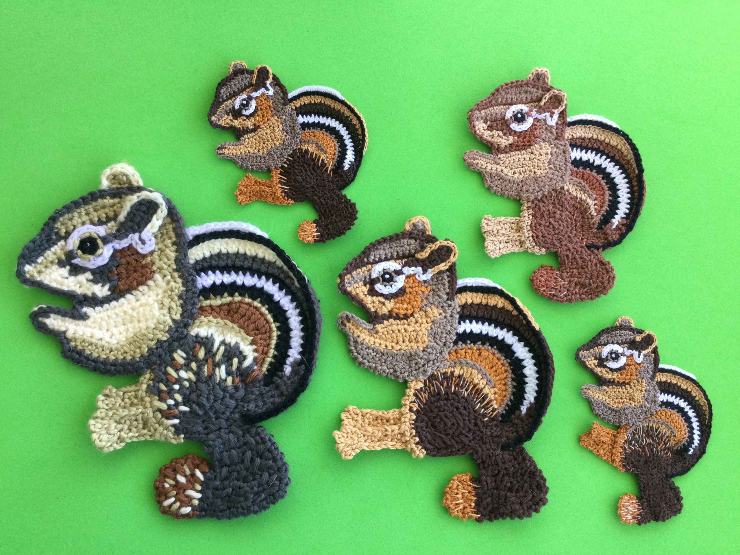 Finished crochet chipmunk 2 ply group landscape