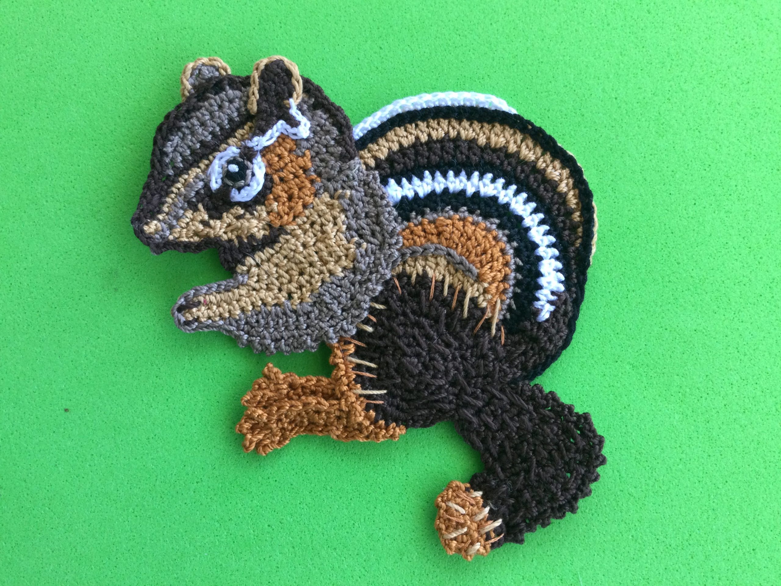 Finished crochet chipmunk 2 ply landscape