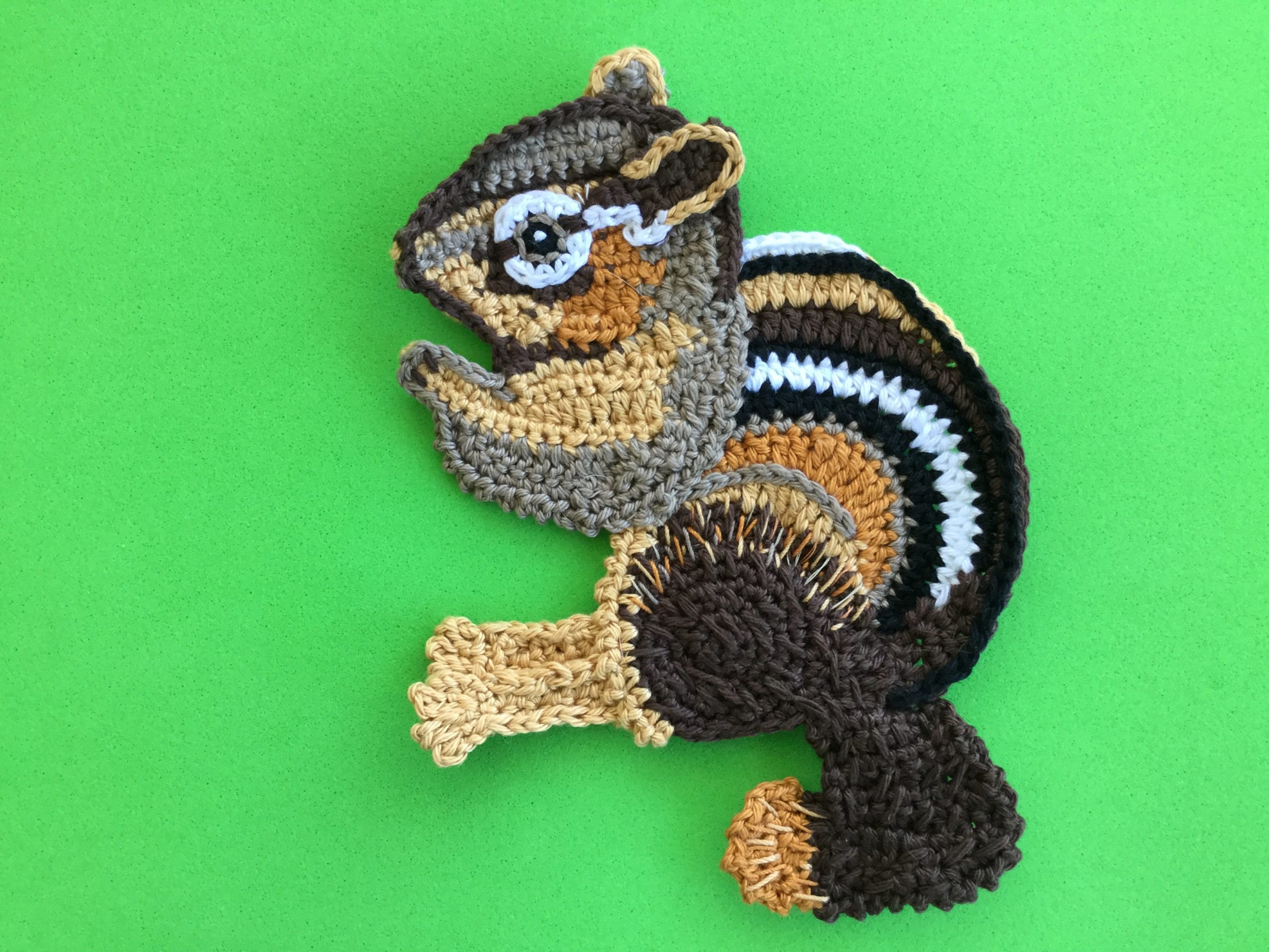 Finished crochet chipmunk 4 ply landscape