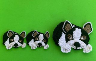 Finished crochet boston terrier 2 ply group landscape 1