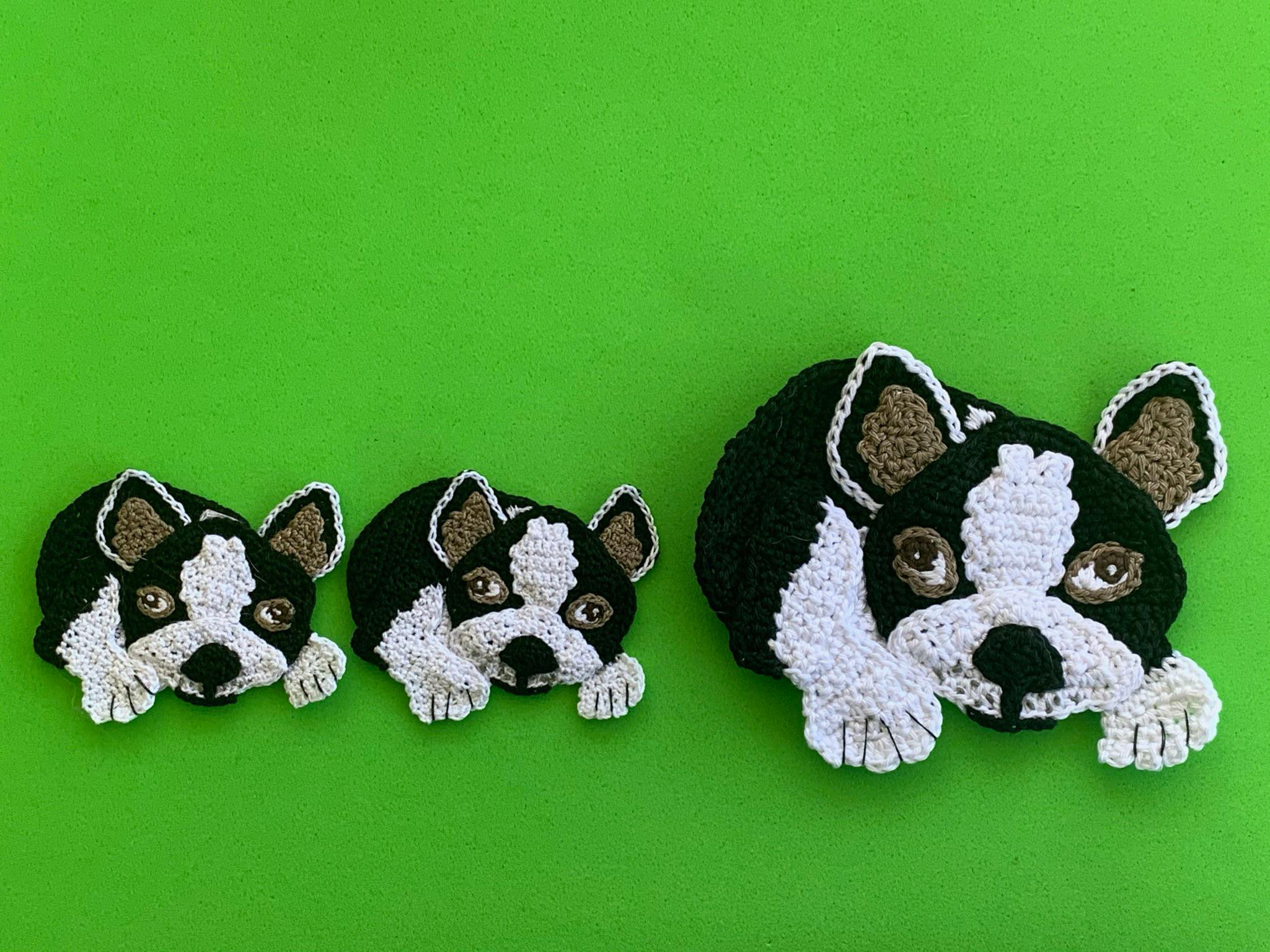 Finished crochet boston terrier 2 ply group landscape 1