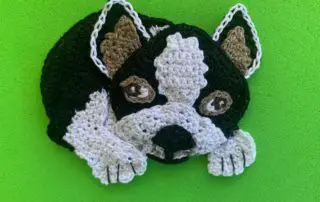 Finished crochet boston terrier 2 ply landscape