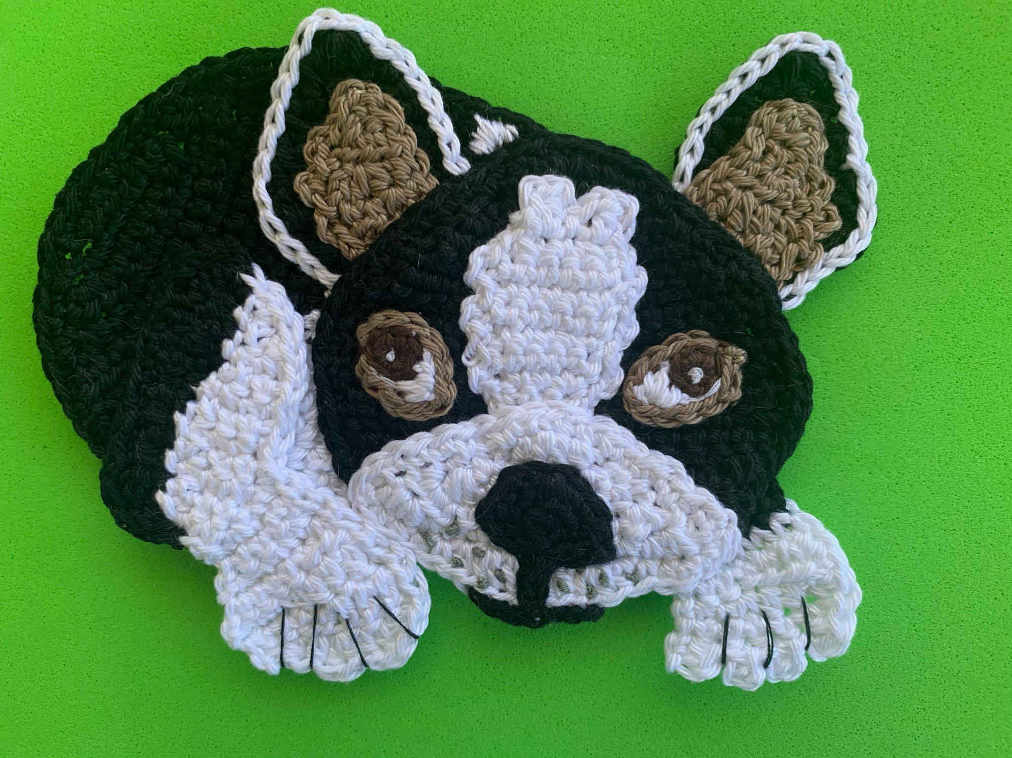 Finished crochet boston terrier 4 ply landscape