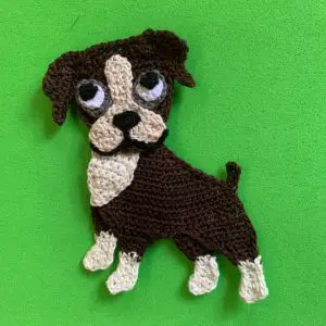 Finished crochet boxer dog 2 ply brown square