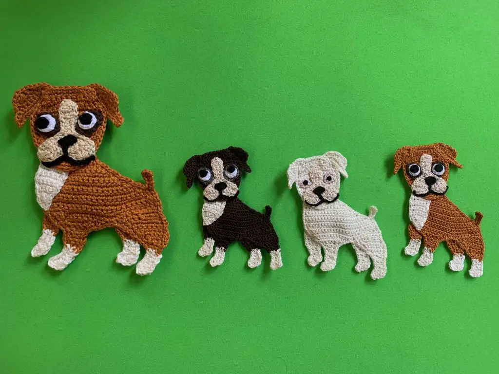 Finished crochet boxer dog 2 ply group landscape 1