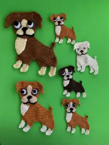 Finished crochet boxer dog 2 ply group portrait