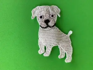 Finished crochet boxer dog 2 ply white landscape