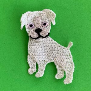 Finished crochet boxer dog 2 ply white square