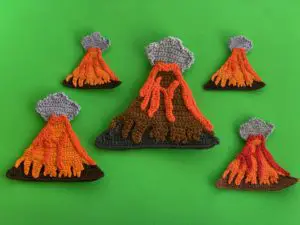 Finished crochet volcano 2 ply group landscape