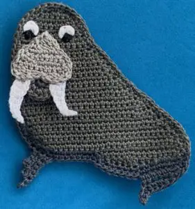 Crochet walrus 2 ply eyes with dots
