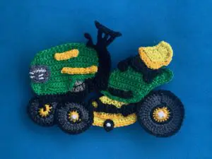 Finished crochet ride on mower pattern 2 ply landscape