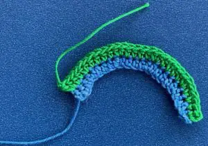 Crochet rainbow 2 ply row 2