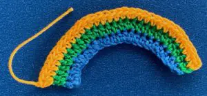 Crochet rainbow 2 ply row 3