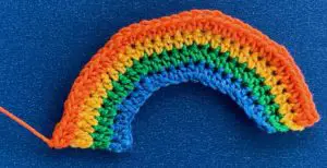 Crochet rainbow 2 ply row 4