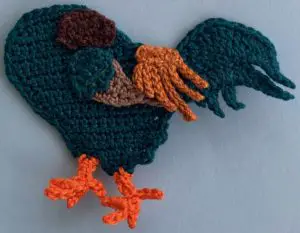 Crochet rooster 2 ply body with top back feathers
