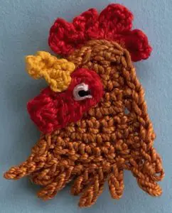 Crochet rooster 2 ply head with beak
