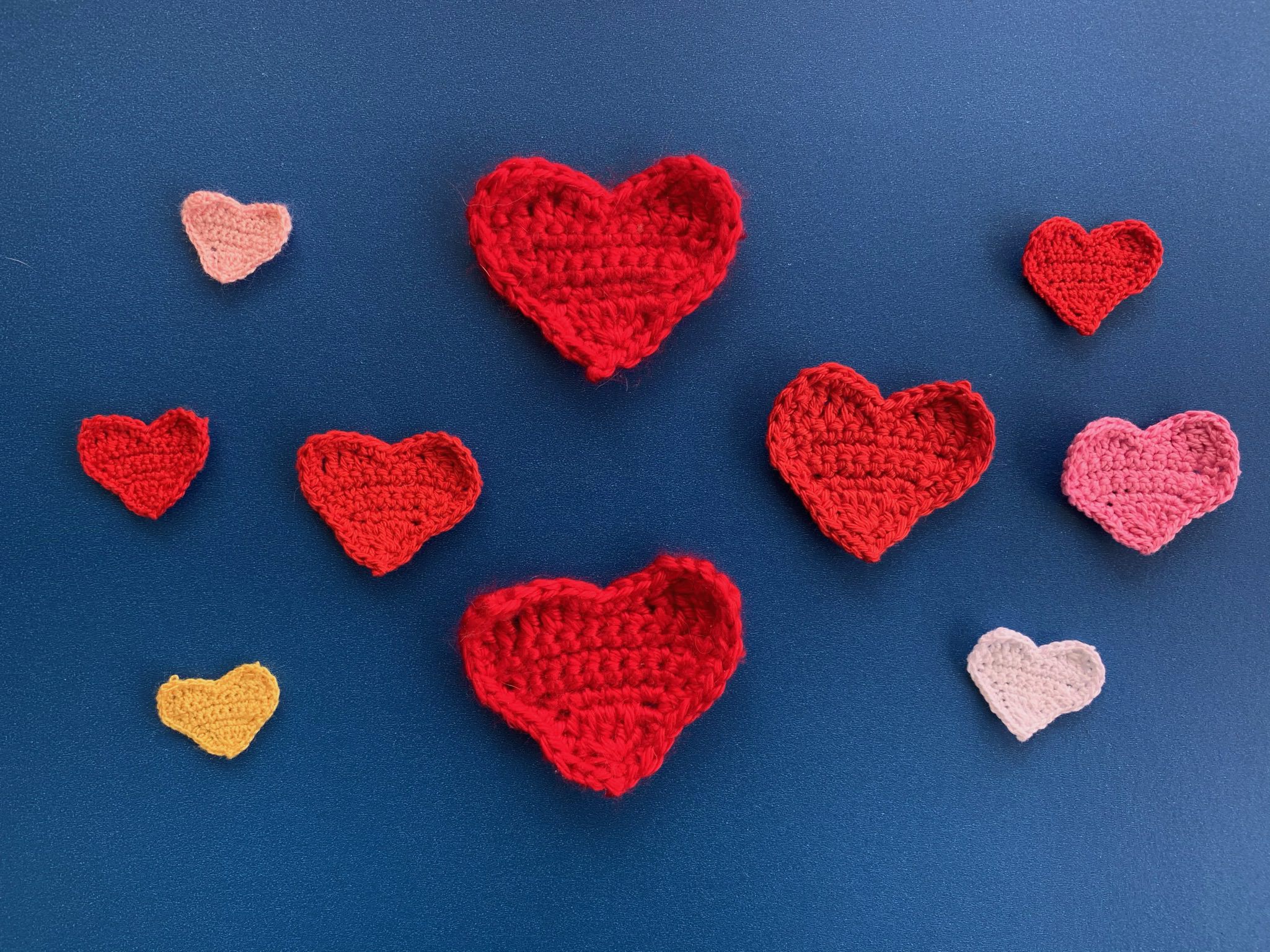 Finished crochet heart 2 ply group landscape