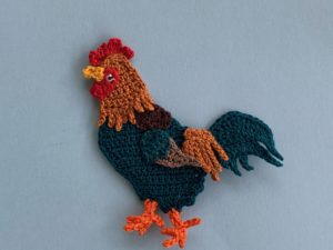 Finished crochet rooster 2 ply landscape