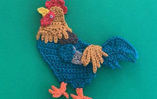 Finished crochet rooster 4 ply landscape