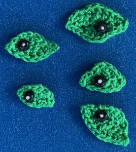 Crochet caterpillar 2 ply top segment beads with white dots