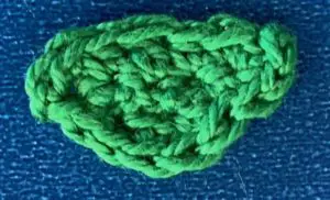 Crochet caterpillar 2 ply top segment first neatened