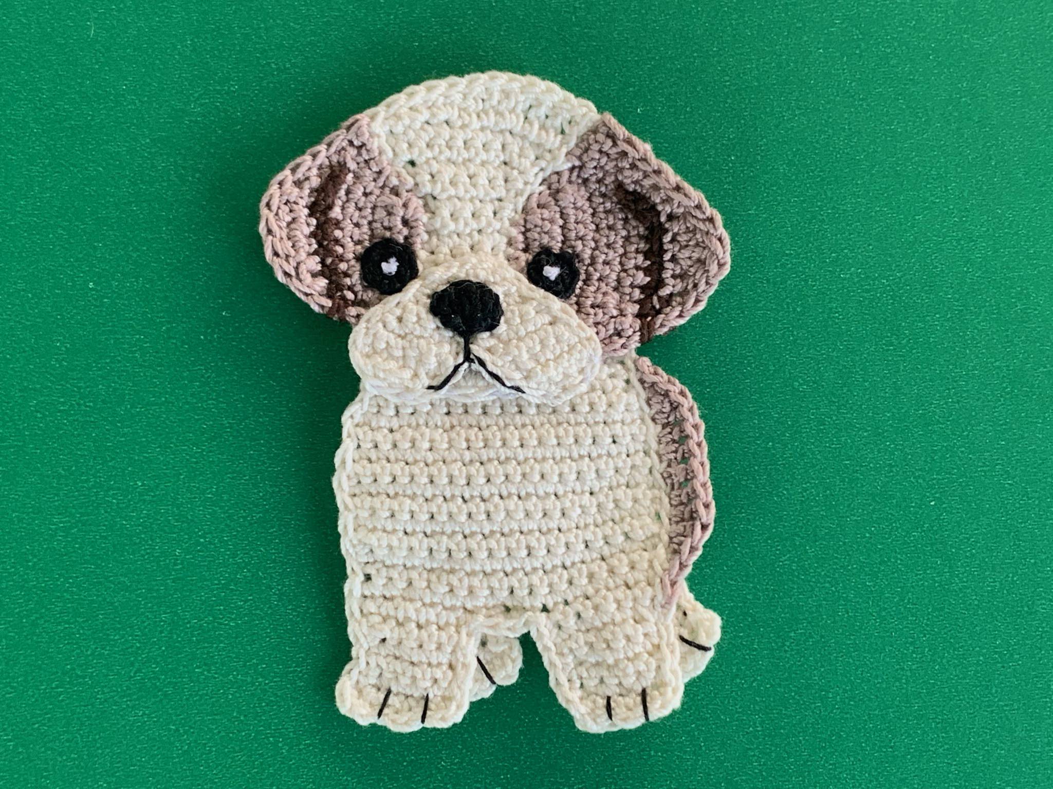 Finished crochet Shih Tzu 2 ply landscape