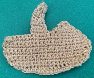 Crochet hanging sloth 2 ply body with first leg