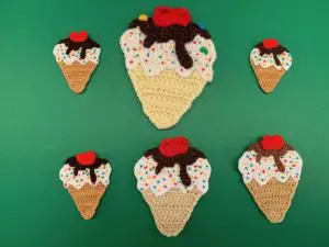 Finished crochet ice cream 2 ply group landscape