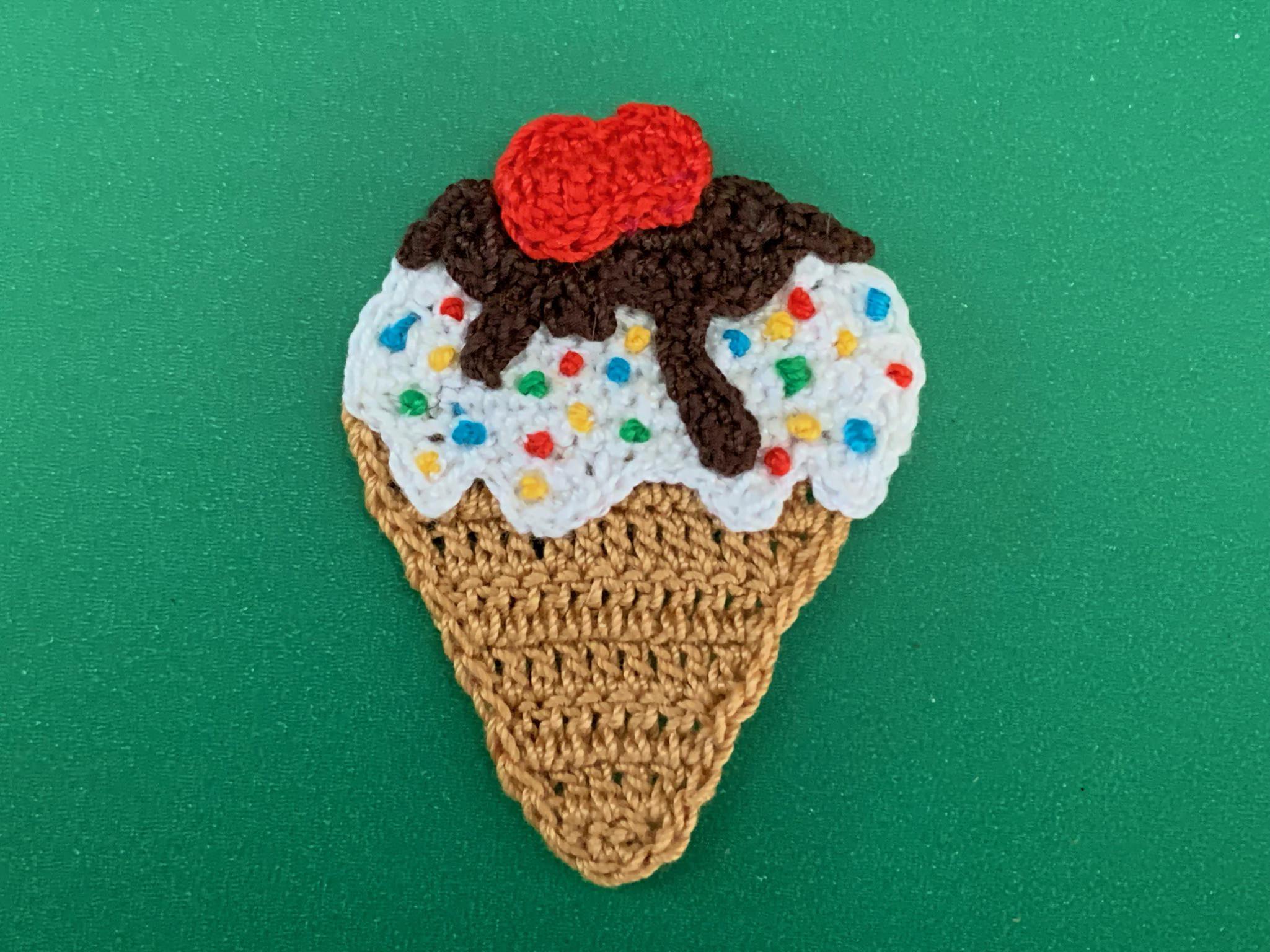 Finished crochet ice cream 2 ply landscape