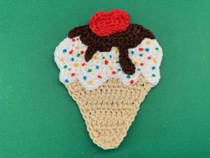 Finished crochet ice cream tutorial 4 ply landscape