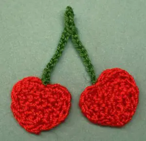 Crochet cherry 2 ply cherries with stems