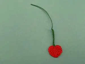 Crochet cherry 2 ply first stem