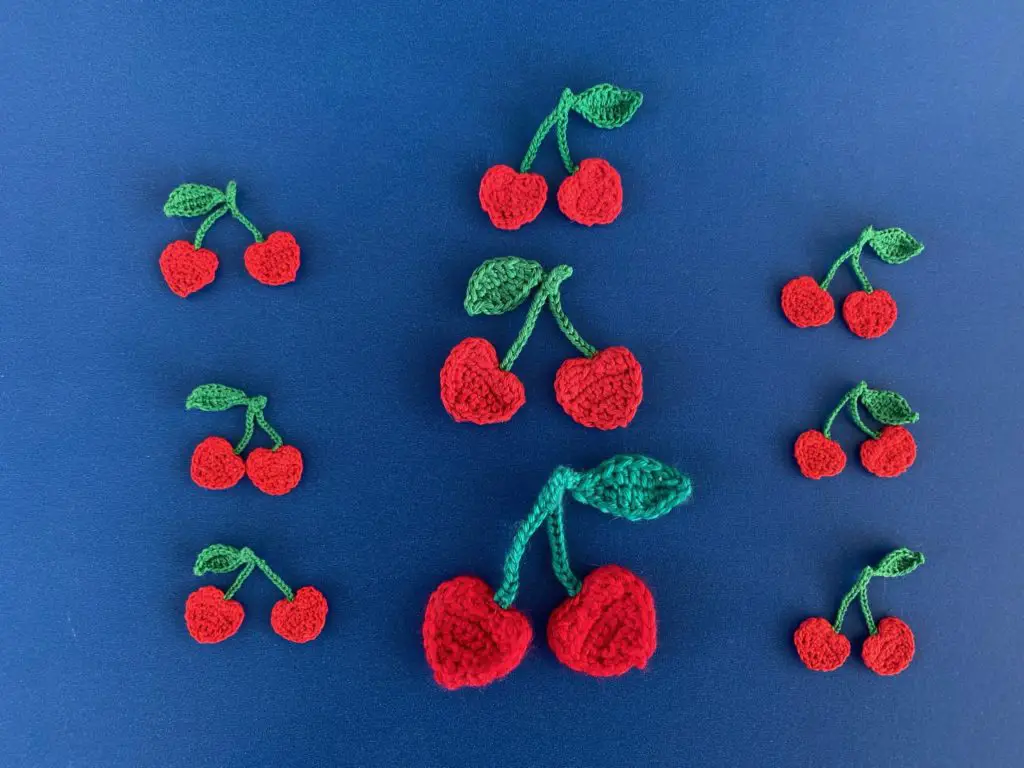 Finished crochet cherry 2 ply group landscape