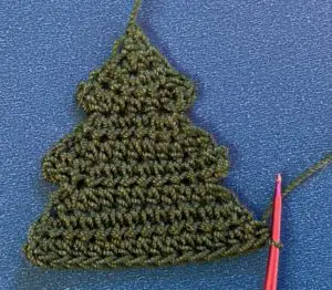 Crochet short pine tree 2 ply row 10