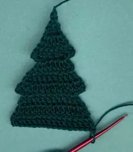 Crochet tall pine tree 2 ply row 10