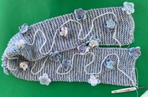 Crochet flower scarf chain for braid