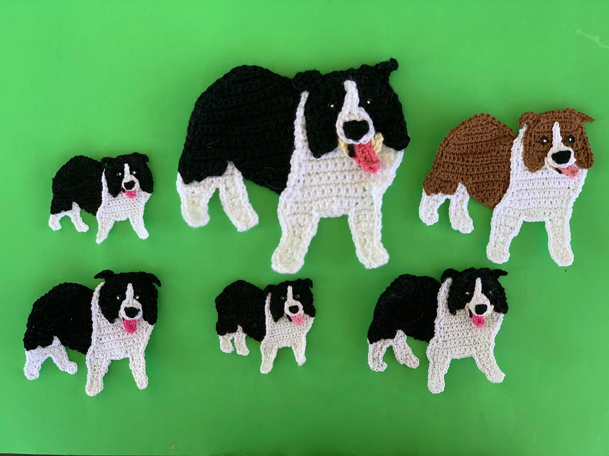 Finished crochet border collie 2 ply group landscape 2