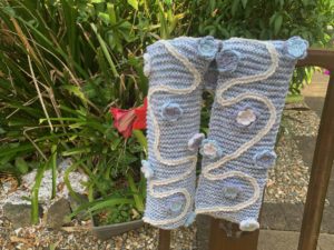Crochet flower scarf landscape