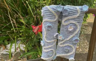 Finished crochet flower scarf landscape