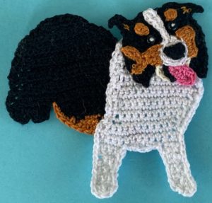 Crochet tri colored border collie 2 ply body with head